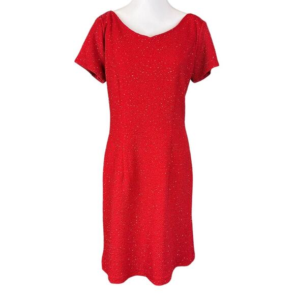 Vintage Jeffrey & Dara Evenings by Tom Barra Red Sequined Dress Size 10 - Picture 1 of 8